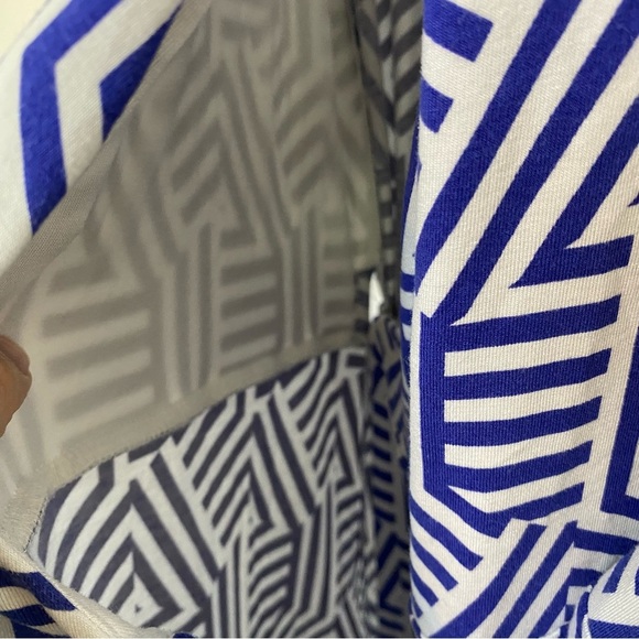 Boden Geo Wrap Maxi Dress Long Sleeve Women's Size 6 Blue White Stretch * - Picture 11 of 16